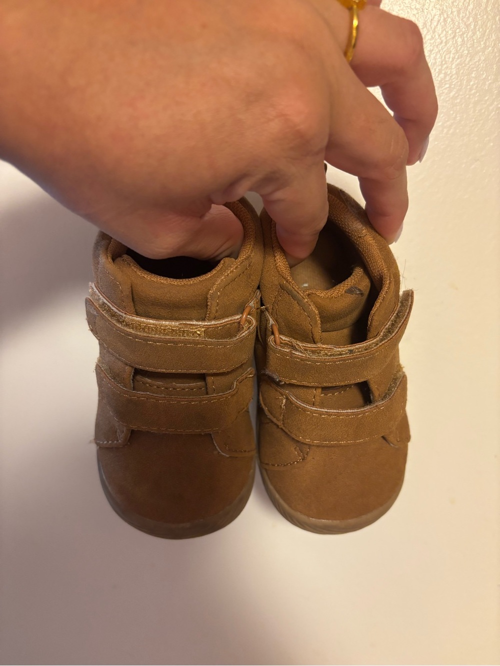 Kids Brown Velcro High-Top Sneakers